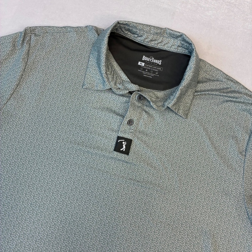 Bogey Bros Golf Polo Mens XL Gray Sperm Print Performance Stretch Shirt